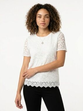 Women's White Lace Short-Sleeve Top -Teddy 🌹 ROSE few sizes available